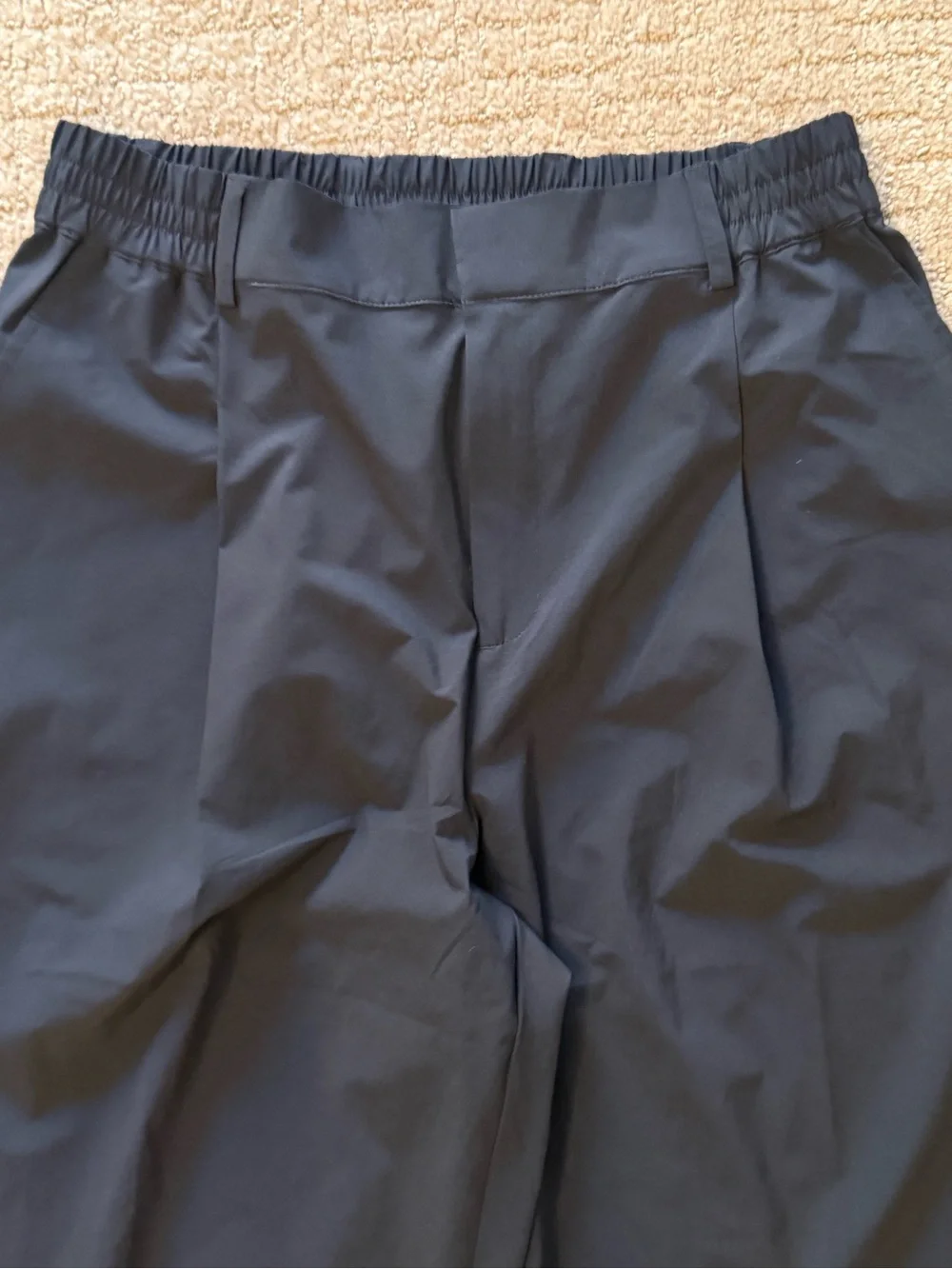 Black Wide-Leg Athletic Trouser Pants